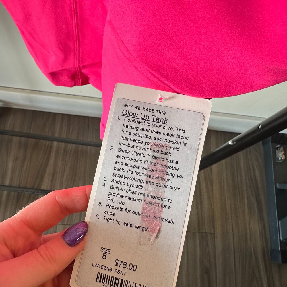 NWT Lululemon Glow Up Tank, Hot Pink - Picture 2 of 7